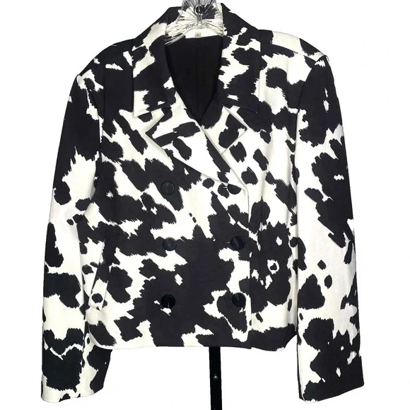 DVF Diane Von‎ Furstenberg Macie Cropped Pony Print in Blazer Jacket Size large